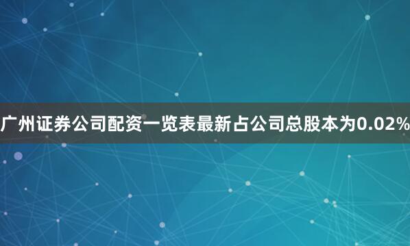 广州证券公司配资一览表最新占公司总股本为0.02%