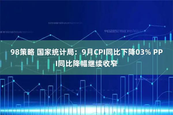 98策略 国家统计局：9月CPI同比下降03% PPI同比降幅继续收窄
