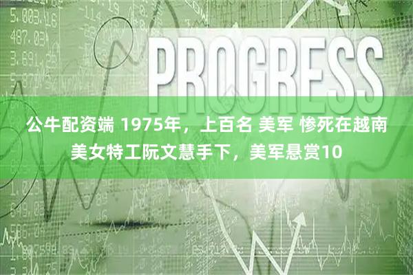公牛配资端 1975年，上百名 美军 惨死在越南美女特工阮文慧手下，美军悬赏10